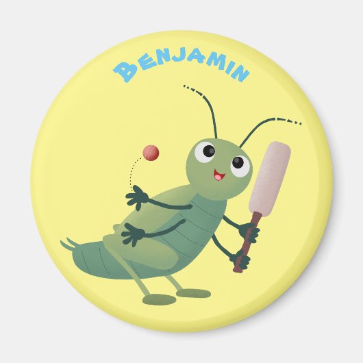 Niedliche Green Cricket Insekt Cartoon-Abbildung Magnet (Vorne)