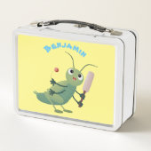 Niedliche Green Cricket Insekt Cartoon-Abbildung Metall Brotdose (Rückseite)