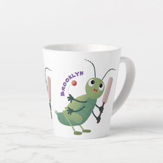 Niedliche Green Cricket Insekt Cartoon-Abbildung Milchtasse (Rechte Ecke)