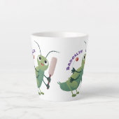 Niedliche Green Cricket Insekt Cartoon-Abbildung Milchtasse (Vorderseite)