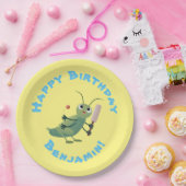 Niedliche Green Cricket Insekt Cartoon-Abbildung Pappteller (Party)