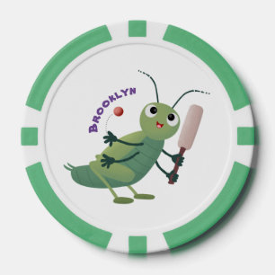 Niedliche Green Cricket Insekt Cartoon-Abbildung Pokerchips