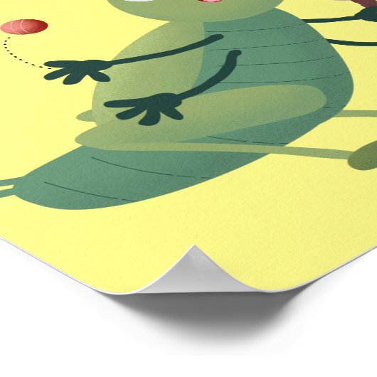 Niedliche Green Cricket Insekt Cartoon-Abbildung Poster (Ecke)
