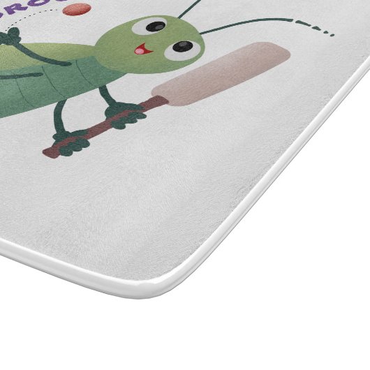 Niedliche Green Cricket Insekt Cartoon-Abbildung Schneidebrett (Ecke)