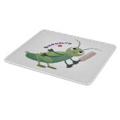 Niedliche Green Cricket Insekt Cartoon-Abbildung Schneidebrett (Ecke)