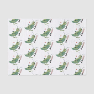 Niedliche Green Cricket Insekt Cartoon-Abbildung Seidenpapier