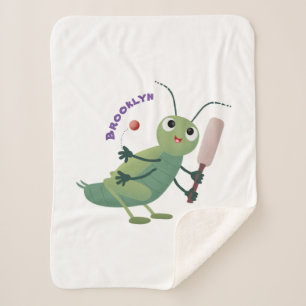 Niedliche Green Cricket Insekt Cartoon-Abbildung Sherpadecke
