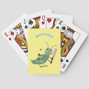 Niedliche Green Cricket Insekt Cartoon-Abbildung Spielkarten