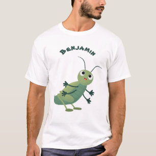 Niedliche Green Cricket Insekt Cartoon-Abbildung T-Shirt