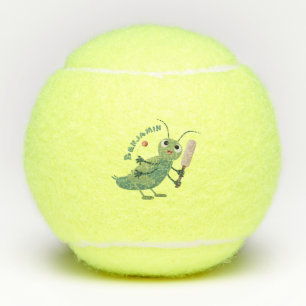 Niedliche Green Cricket Insekt Cartoon-Abbildung Tennisbälle