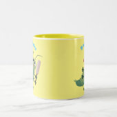 Niedliche Green Cricket Insekt Cartoon-Abbildung Zweifarbige Tasse (Mittel)