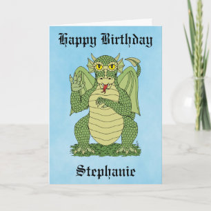 Niedliche Green Dragon Geburtstagskarte Karte