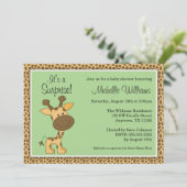 Niedliche Green Giraffe Gender Neutral Baby Dusche Einladung (Stehend Vorderseite)
