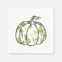Niedliche Green Halloween Icons in Pumpkin Cocktai Serviette