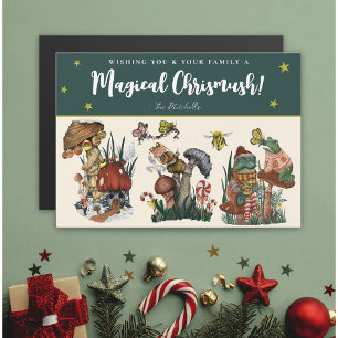 Niedliche Green Magic Mushroom Magnetic Christmas  Magnetkarte