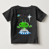 Niedliche Green Outer Space Außerirdischen mit Rau Baby T-shirt (Rückseite)
