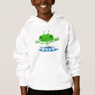 Niedliche Green Outer Space Außerirdischen mit Rau Hoodie