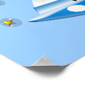 Niedliche Green Outer Space Außerirdischen mit Rau Poster (Ecke)