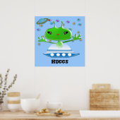 Niedliche Green Outer Space Außerirdischen mit Rau Poster (Küche)