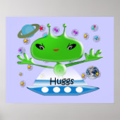 Niedliche Green Outer Space Außerirdischen mit Rau Poster (Vorne)