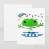 Niedliche Green Outer Space Außerirdischen mit Rau Postkarte (Vorne/Hinten)