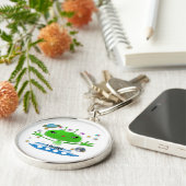 Niedliche Green Outer Space Außerirdischen mit Rau Schlüsselanhänger (Seite)