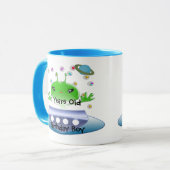 Niedliche Green Outer Space Außerirdischen mit Rau Tasse (Vorderseite Links)