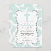 Niedliche Green Polka Dots Cross Taufe Einladung (Vorne/Hinten)