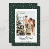 Niedliche Green Starry Foto Happy Holidays Karten (Vorne/Hinten)