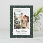 Niedliche Green Starry Foto Happy Holidays Karten (Stehend Vorderseite)
