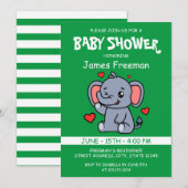 Niedliche Green Vector Boy Elephant Baby Dusche Einladung (Vorne/Hinten)