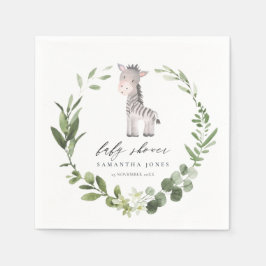 Niedliche Green Zebra Foliage Wreath Baby Dusche Serviette