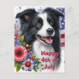 Niedliche Grenz-Collie 4. Juli Holiday Postkarte