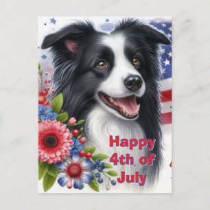 Niedliche Grenz-Collie 4. Juli Holiday Postkarte