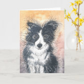 Niedliche Grenz Collie Card für Collie Enthusiaste Karte (Gelbe Blume)