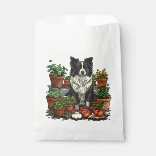 Niedliche Grenz-Collie-Gartenarbeit Geschenktütchen (Vorderseite)