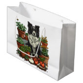 Niedliche Grenz-Collie-Gartenarbeit Große Geschenktüte (Vorderseite Schrägansicht)