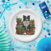 Niedliche Grenz-Collie-Gartenarbeit Pappteller (Party)
