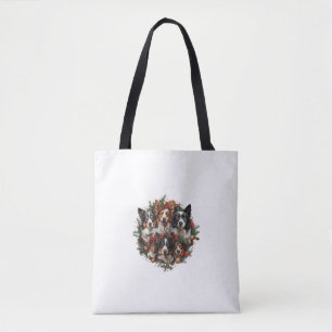 Niedliche Grenz-Collie-Hunde Weihnachtsfeiertag P Tasche