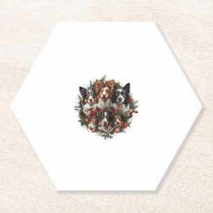 Niedliche Grenz-Collie-Hunde Weihnachtsfeiertag P Untersetzer