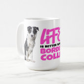 Niedliche Grenz Collie Lover Schwarz-weißer Welpen Kaffeetasse (Vorderseite Links)