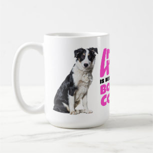 Niedliche Grenz Collie Lover Schwarz-weißer Welpen Kaffeetasse