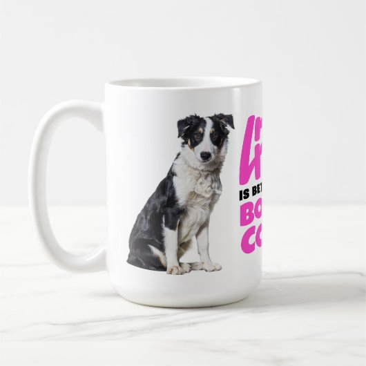 Niedliche Grenz Collie Lover Schwarz-weißer Welpen Kaffeetasse (Links)