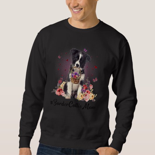 Niedliche Grenz-Collie Mama Blume Glücklicher Mutt Sweatshirt (Vorderseite)