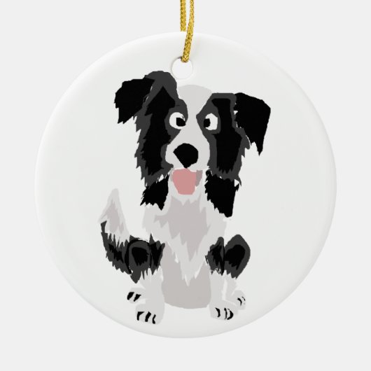 Niedliche Grenzcollie-Vorlagen-Kunst Keramikornament (Vorne)