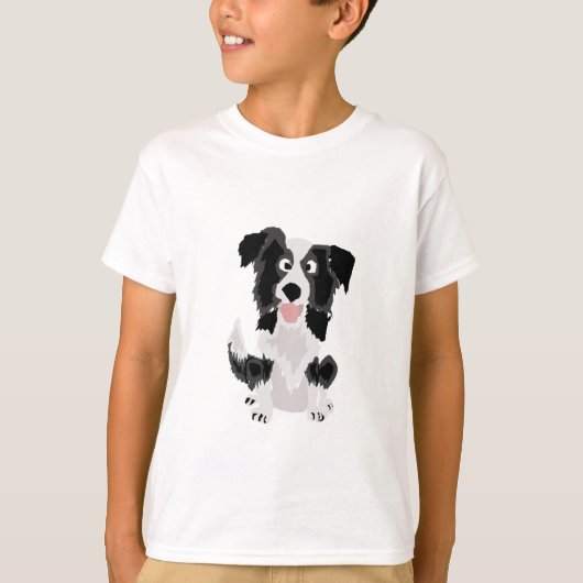 Niedliche Grenzcollie-Vorlagen-Kunst T-Shirt (Vorderseite)