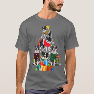 Niedliche Grenze Collie Buffalo Karierter Weihnach T-Shirt