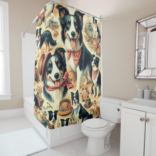 Niedliche Grenze Collie Seamless Duschvorhang (Beispiel)