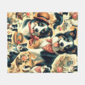 Niedliche Grenze Collie Seamless Fleecedecke (Vorderseite (Horizontal))