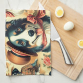 Niedliche Grenze Collie Seamless Geschirrtuch (Viertel Falte)